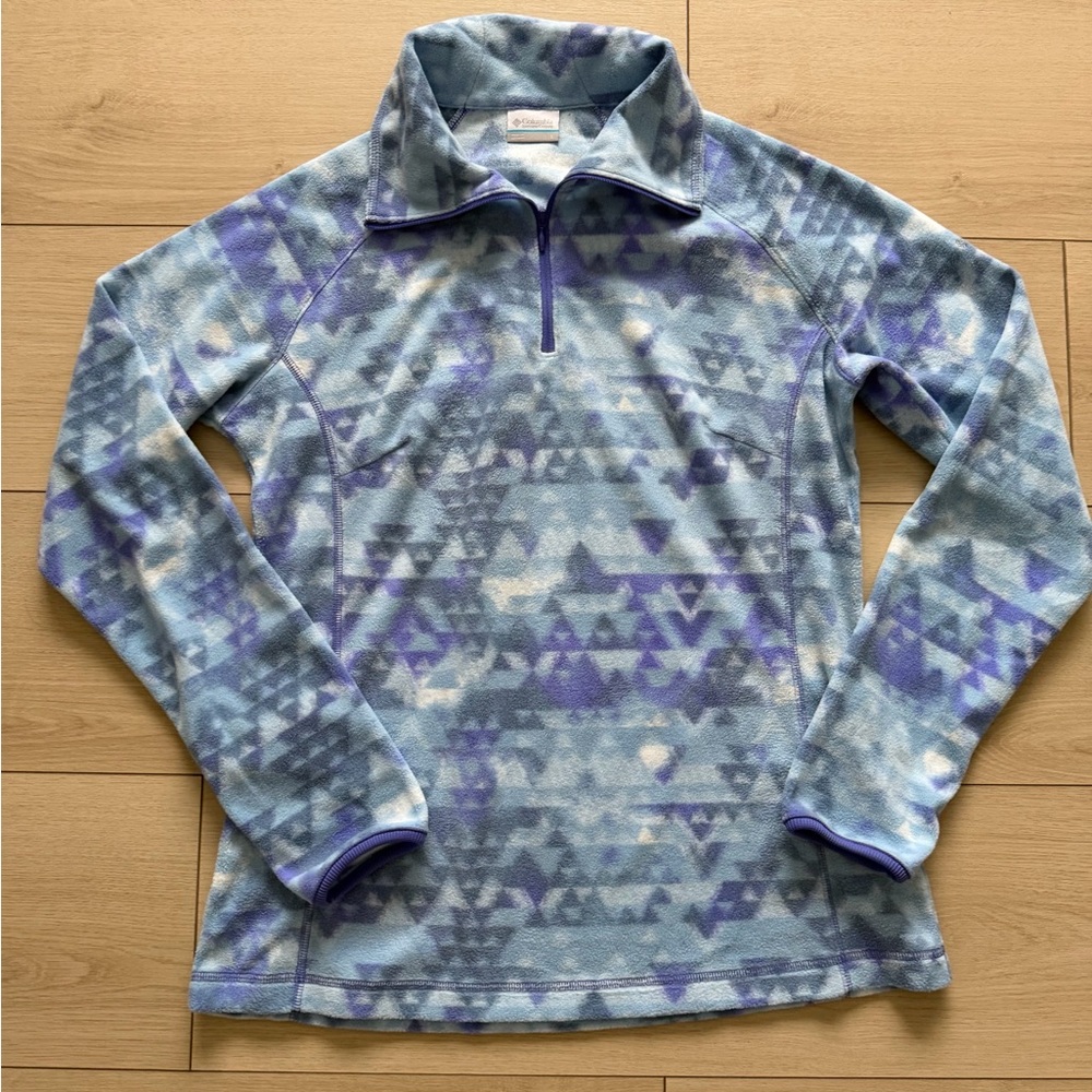 Columbia Blue and Purple Geometric Fleece Top